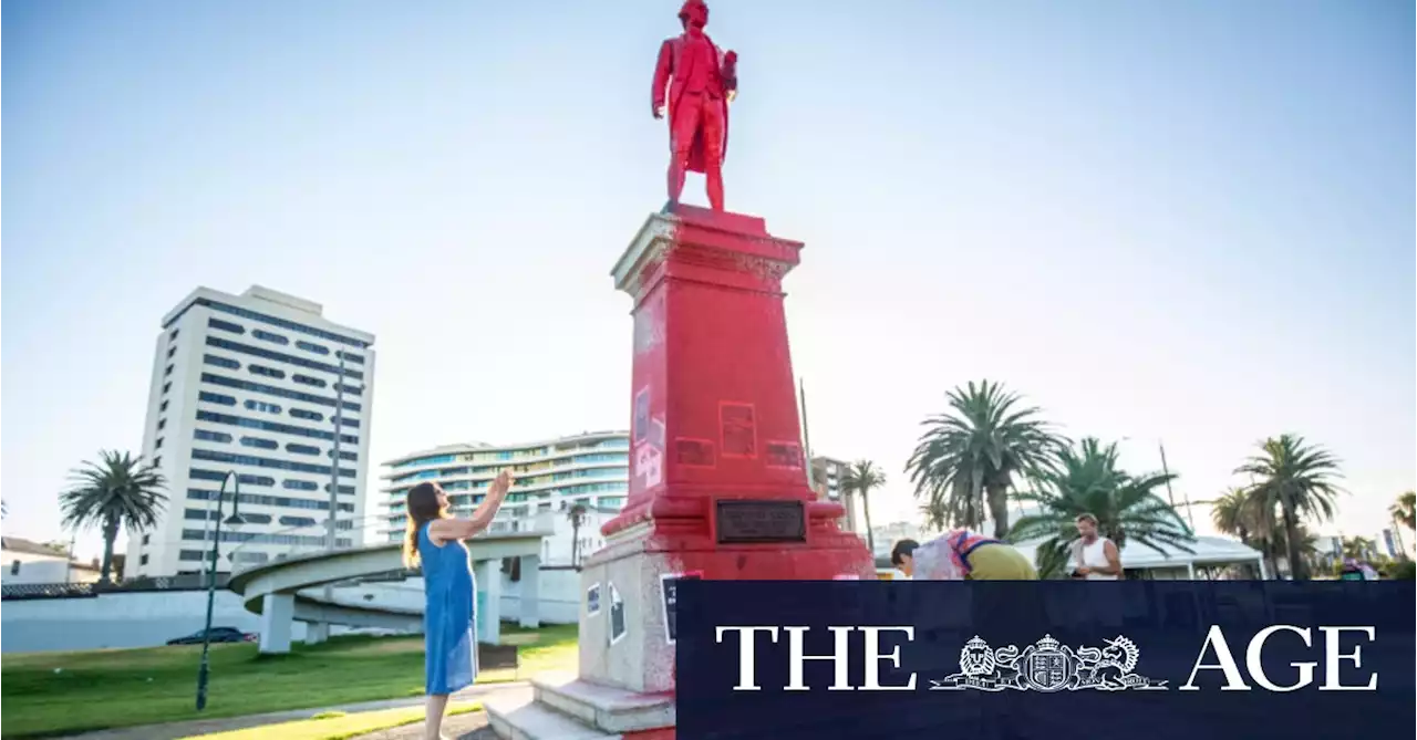 St Kilda’s Captain Cook statue doused in red paint in Australia Day protest