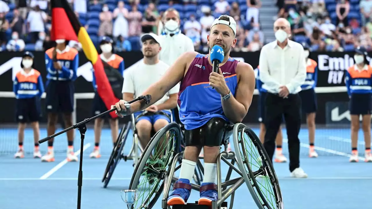 Emotional Dylan Alcott’s inspirational response after disappointing end to tennis career