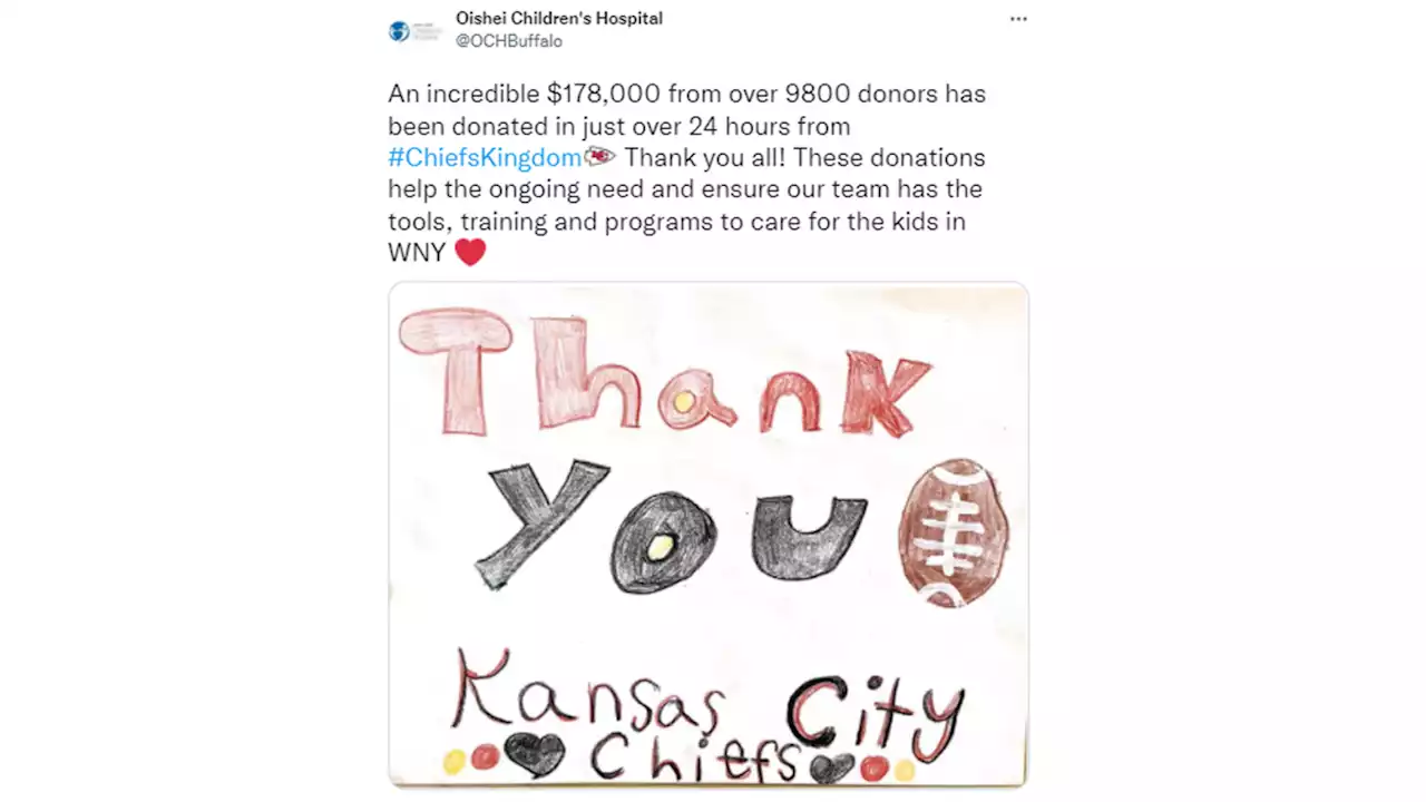 Chiefs fans donate $178,000 to New York children's hospital after playoff victory over the Bills