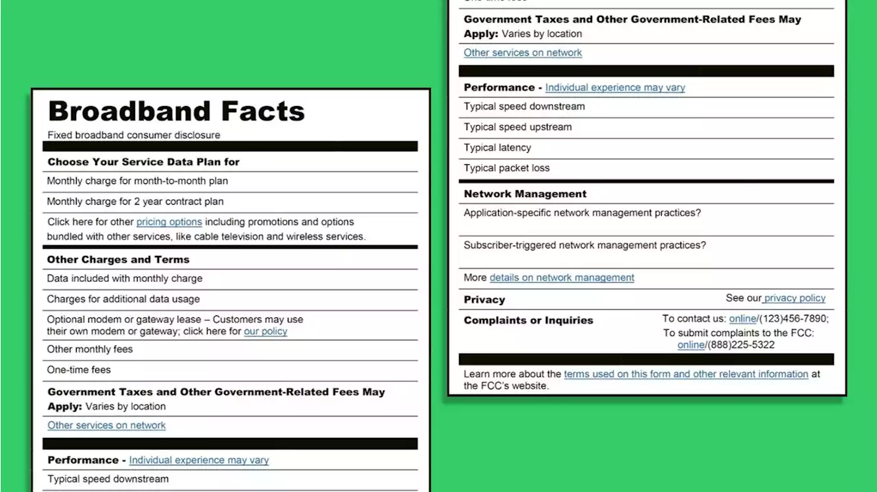 Coming: 'Nutrition labels' for internet service