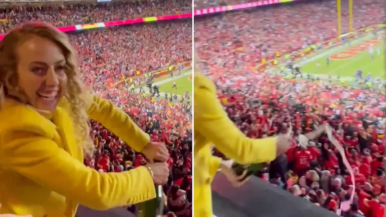 Patrick Mahomes wife under fire for spraying champagne on NFL fans