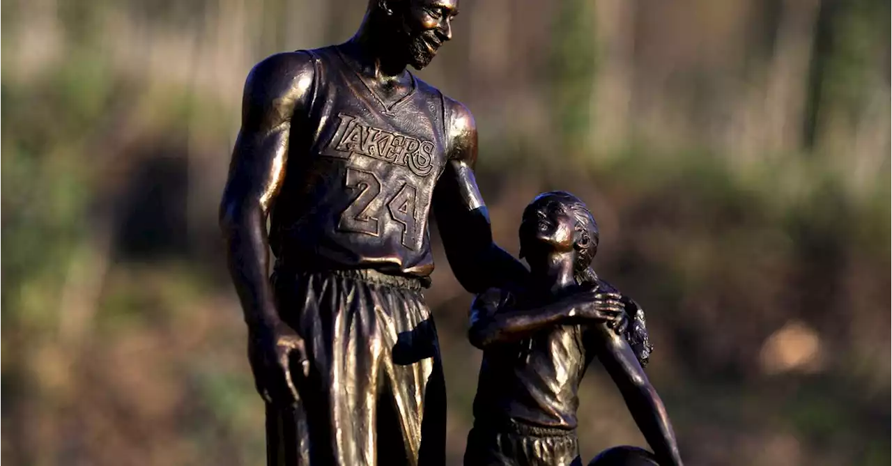 Statue of Kobe and Gigi Bryant placed at crash site on anniversary