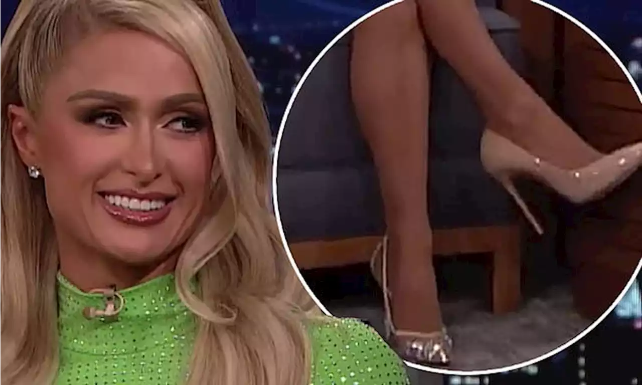 Paris Hilton wears TWO different high heels while on The Tonight Show