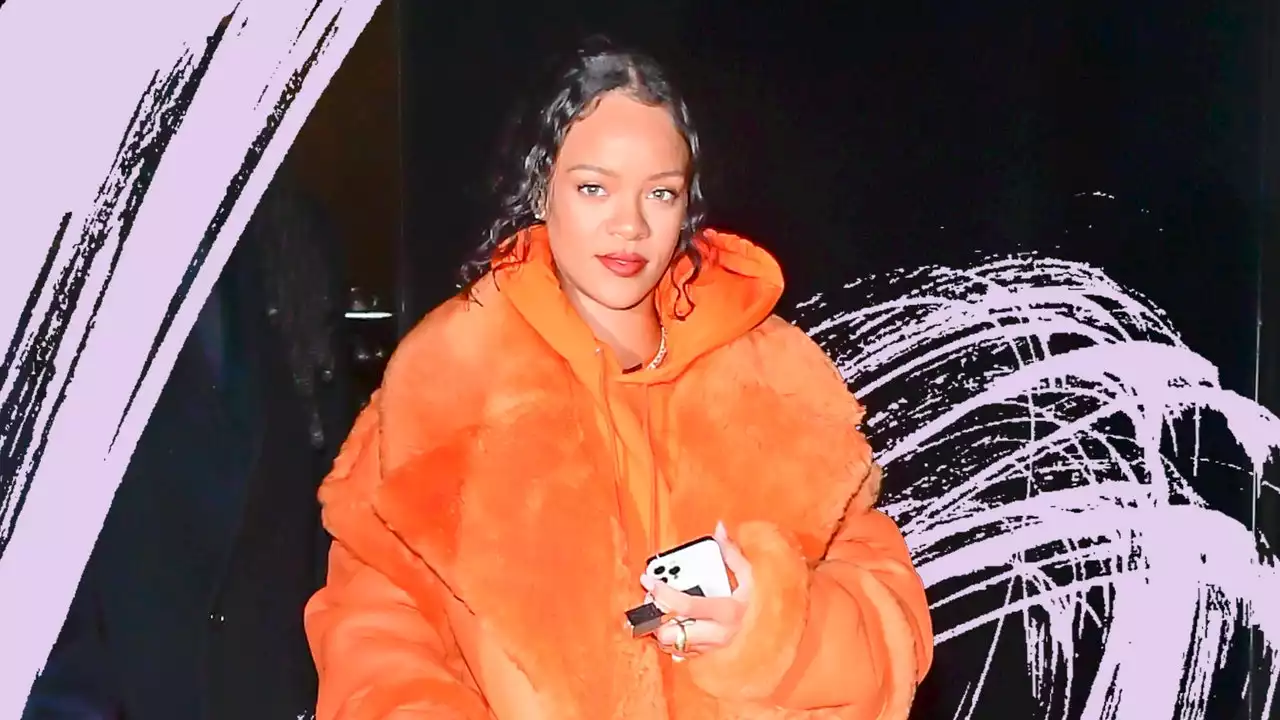 Rihanna steps out in a bright orange coat and matching hoodie for a shoe-shopping trip