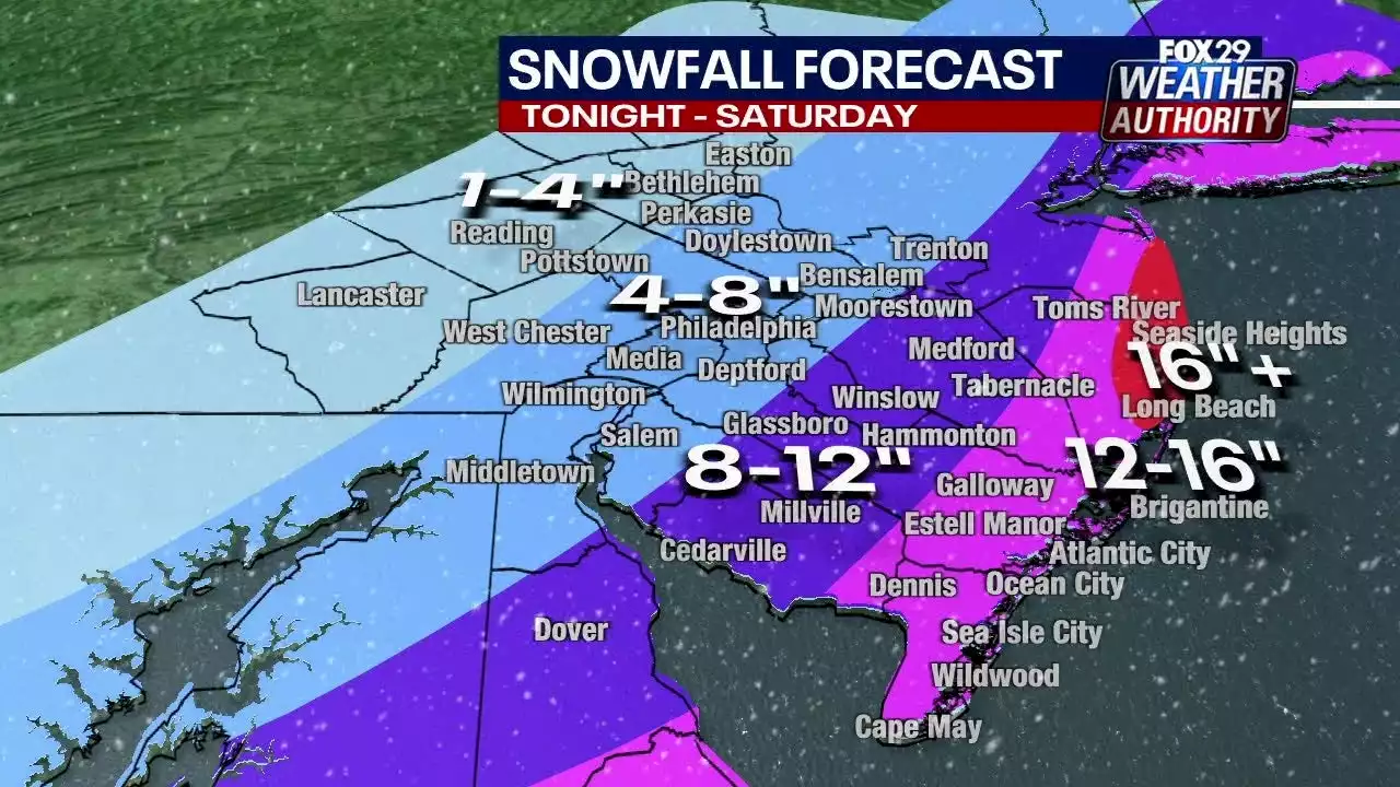 Snow Forecast: Nor'easter brings significant snow, gusty winds to Delaware Valley