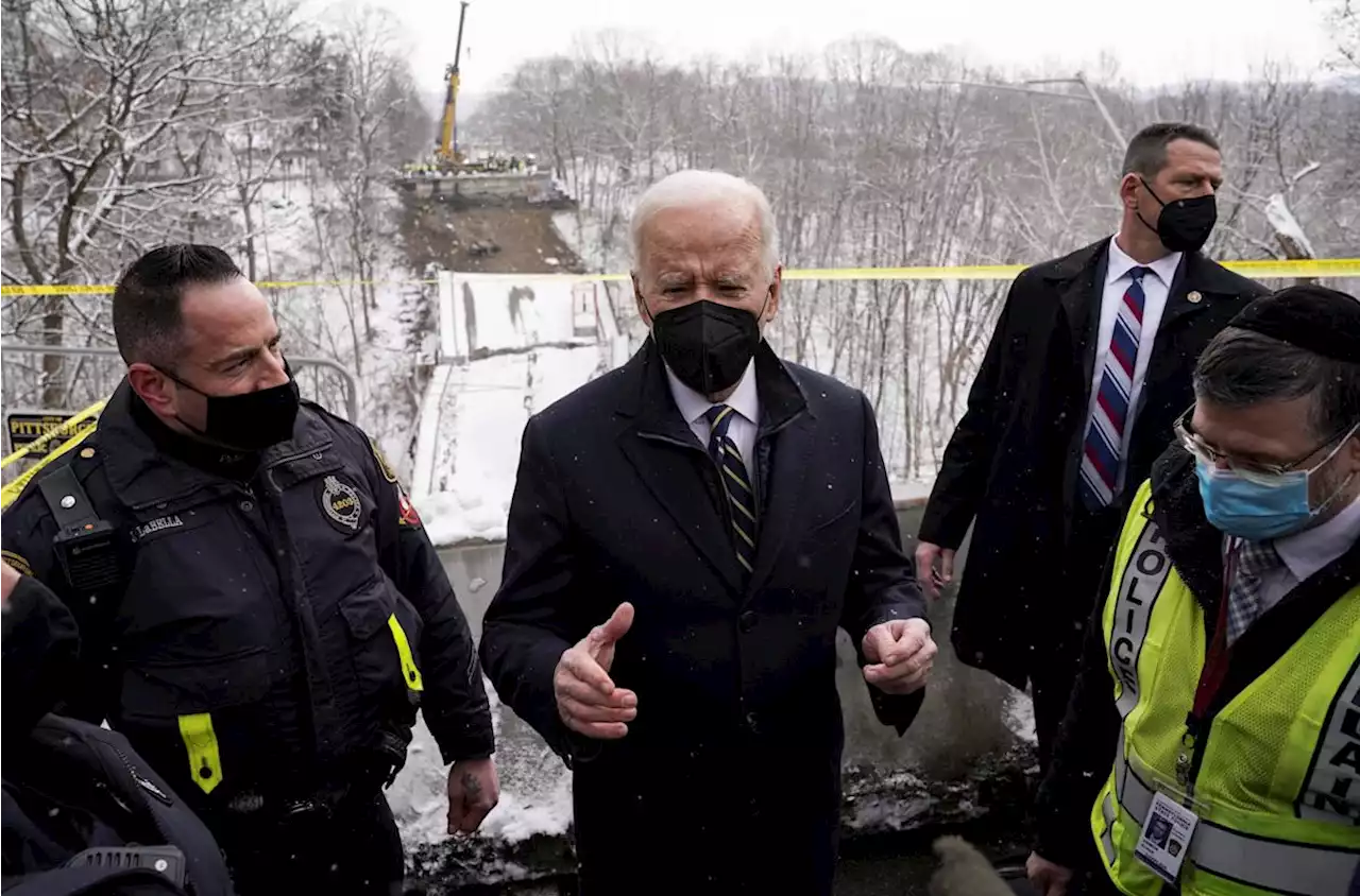 ‘We’re going to fix them all,’ Biden says at site of Pittsburgh bridge collapse