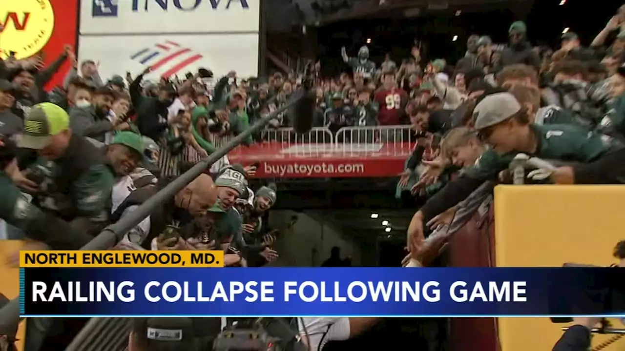 Frightening moments as railing collapses during Philadelphia Eagles-Washington game