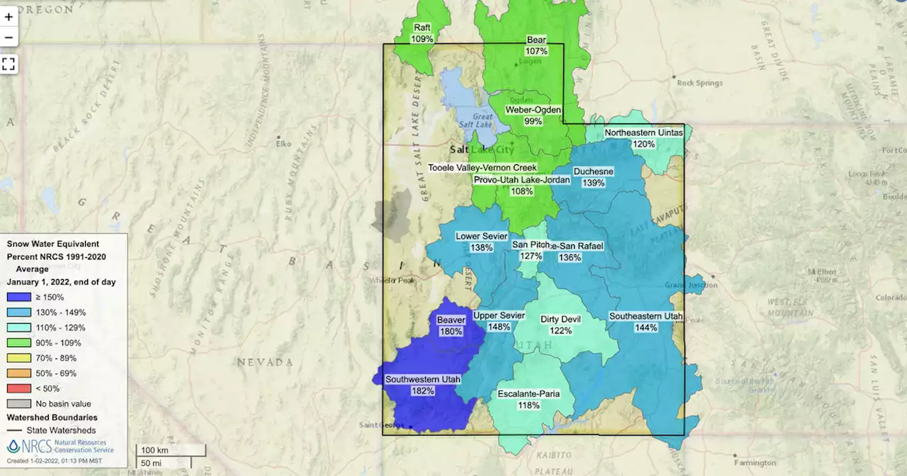 Storms push Utah snowpack over average