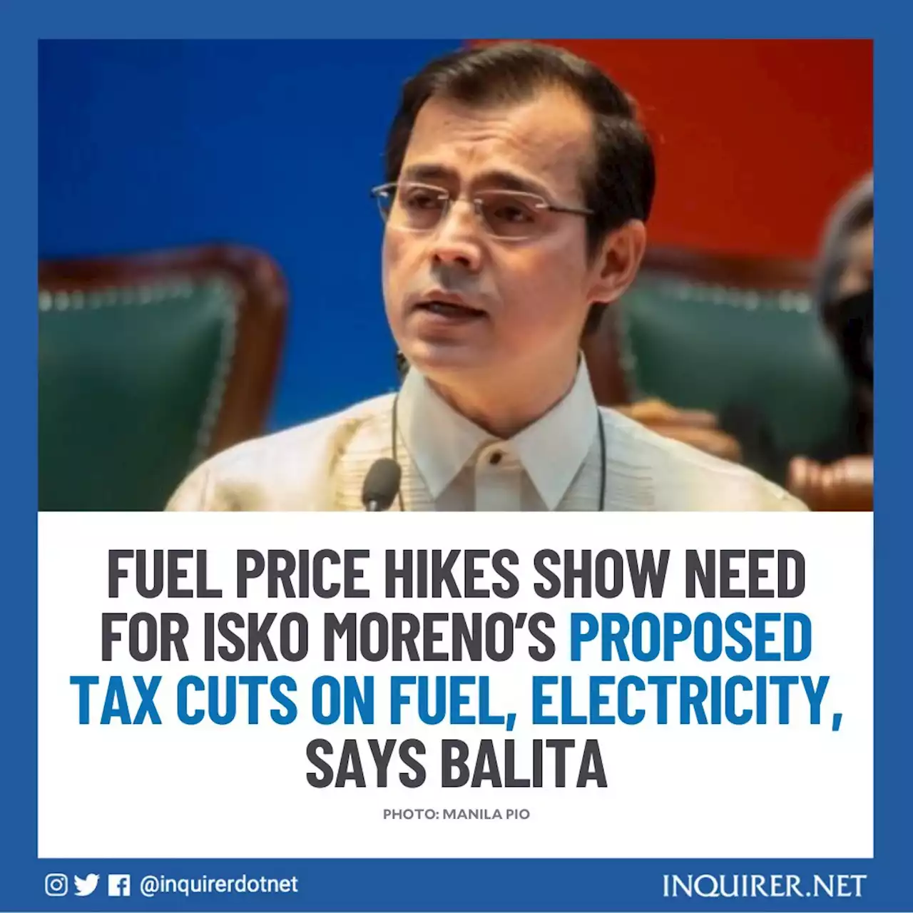 Fuel price hikes show need for Isko Moreno’s proposed tax cuts on fuel, electricity, says Balita