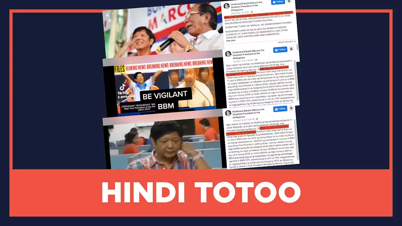 HINDI TOTOO: Nahalal na bise presidente si Marcos Jr.