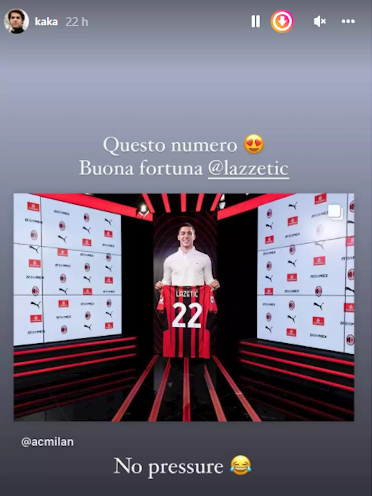 Milan, Kak&agrave; tranquillizza Lazetic: &quot;Maglia 22? Nessuna pressione&quot;