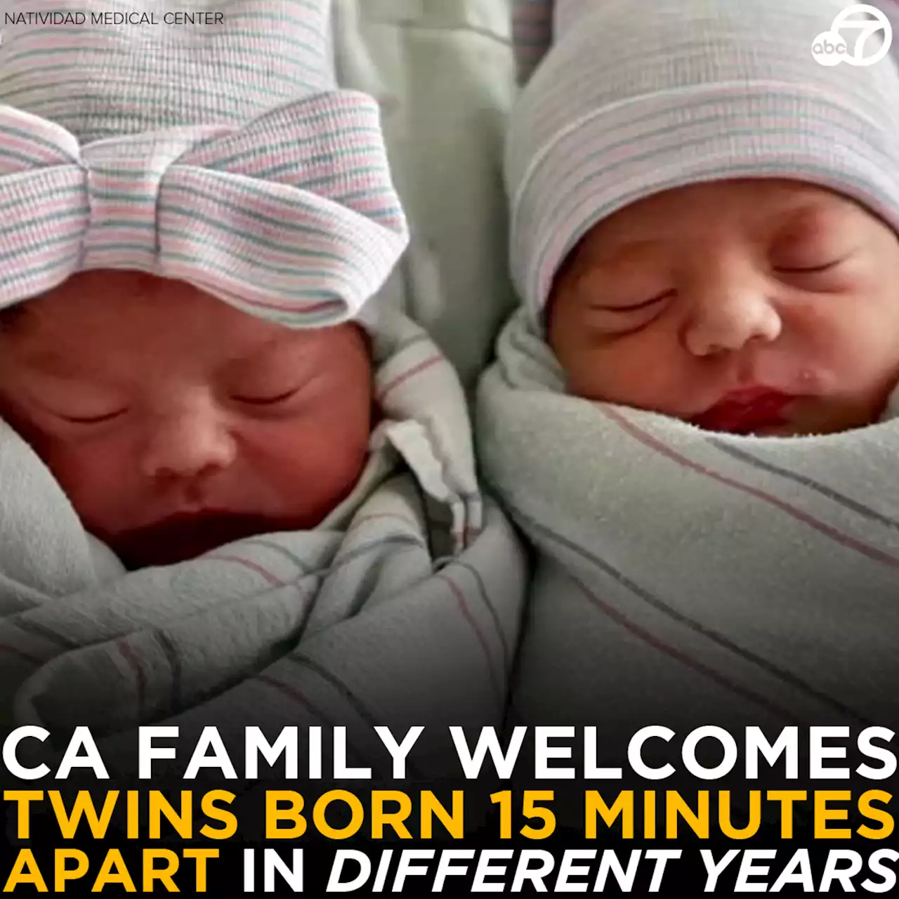 California family welcomes twins born 15 minutes apart, in different years