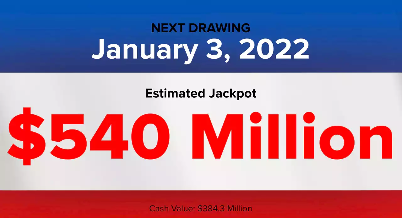 Powerball winning numbers for Monday, Jan. 3, 2022; jackpot $561.3 million