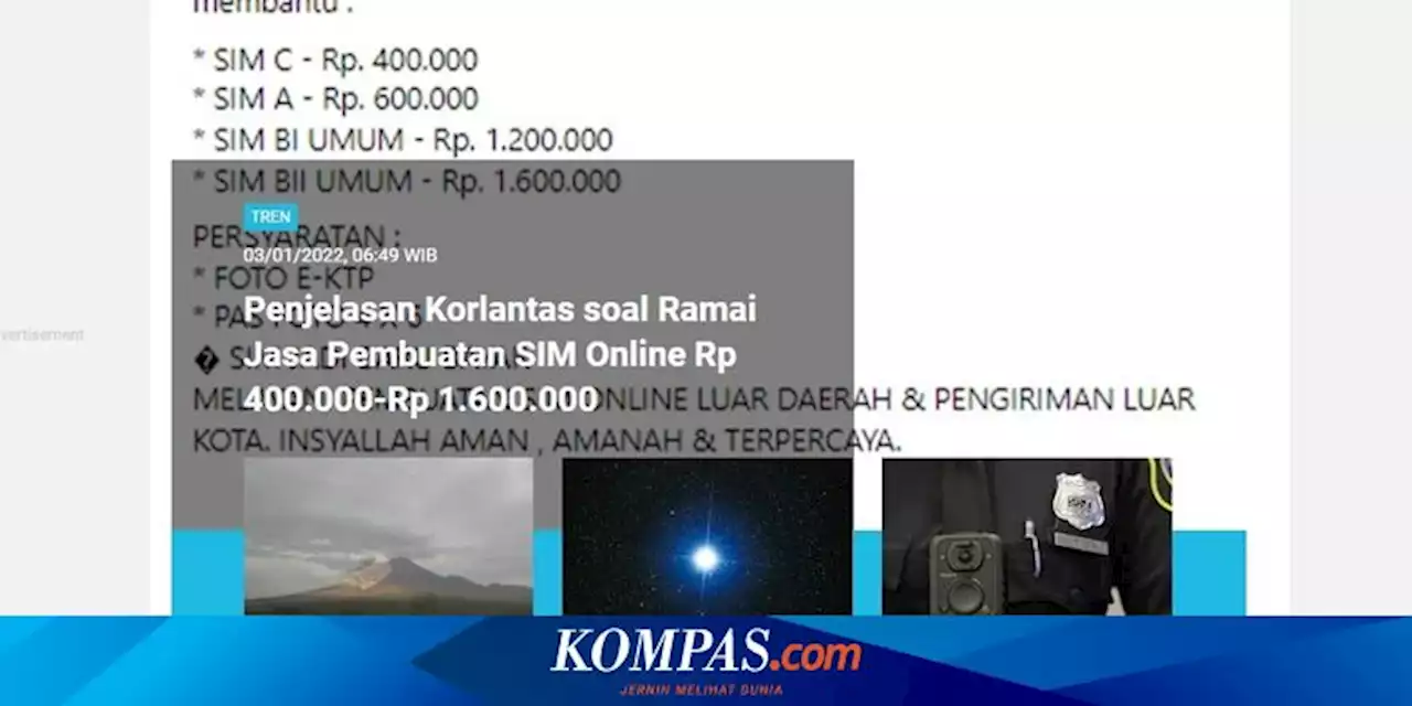 [POPULER TREN] Jasa Pembuatan SIM Online Rp 400.000-Rp 1.600.000 | Syarat dan Biaya Pembuatan Sertifikat Tanah