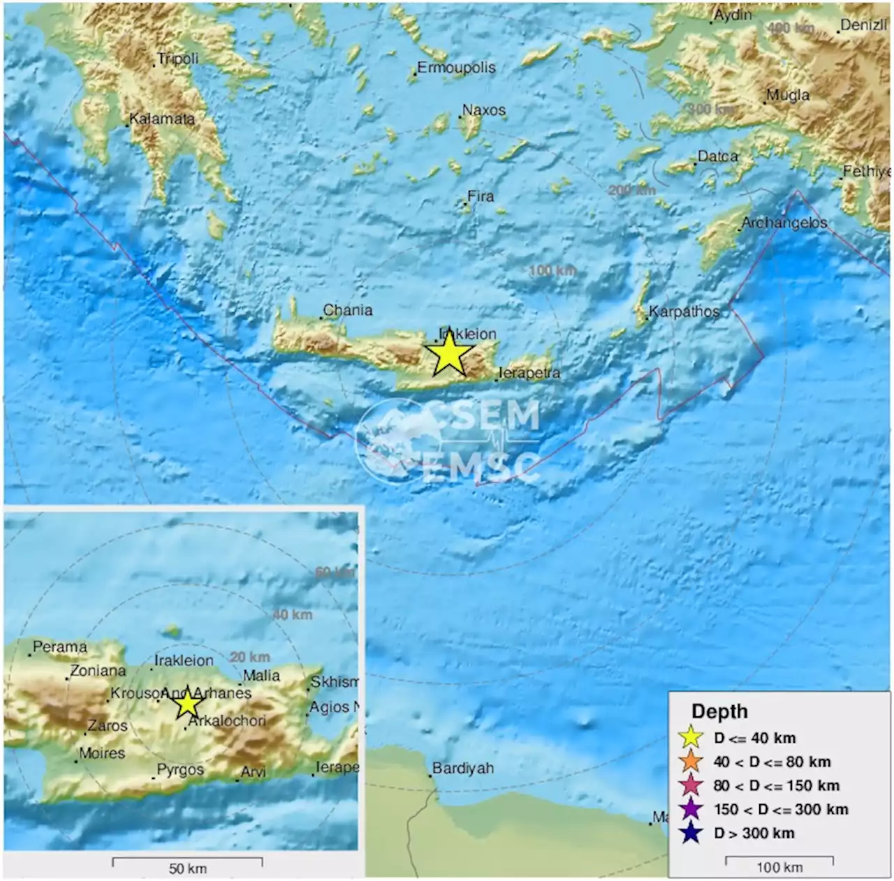 Earthquake, Magnitude 3.5 - CRETE, GREECE - 2022 January 04, 01:50:08 UTC