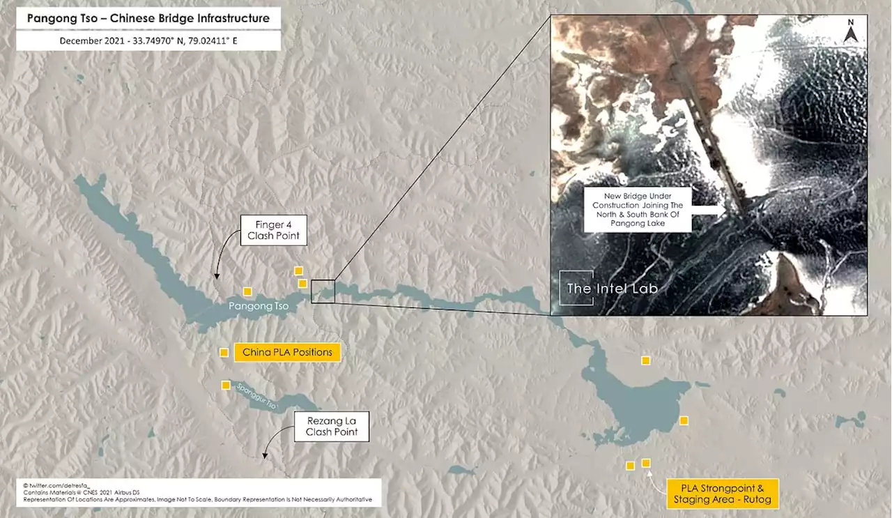 चीन पैंगोंग झील के पार कर रहा पुल का निर्माण, सैटेलाइट इमेज से हुआ खुलासा