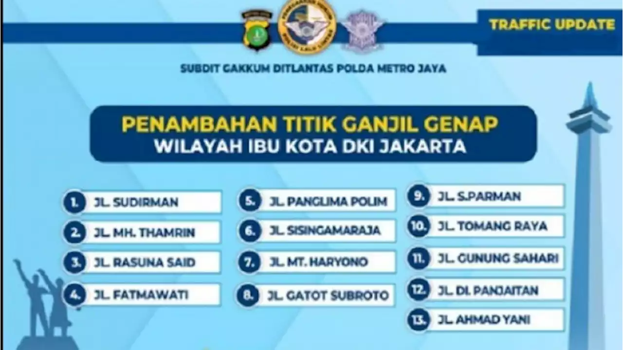 Ganjil Genap di DKI Jakarta, Hati-Hati Lewati 13 Ruas Jalan Ini