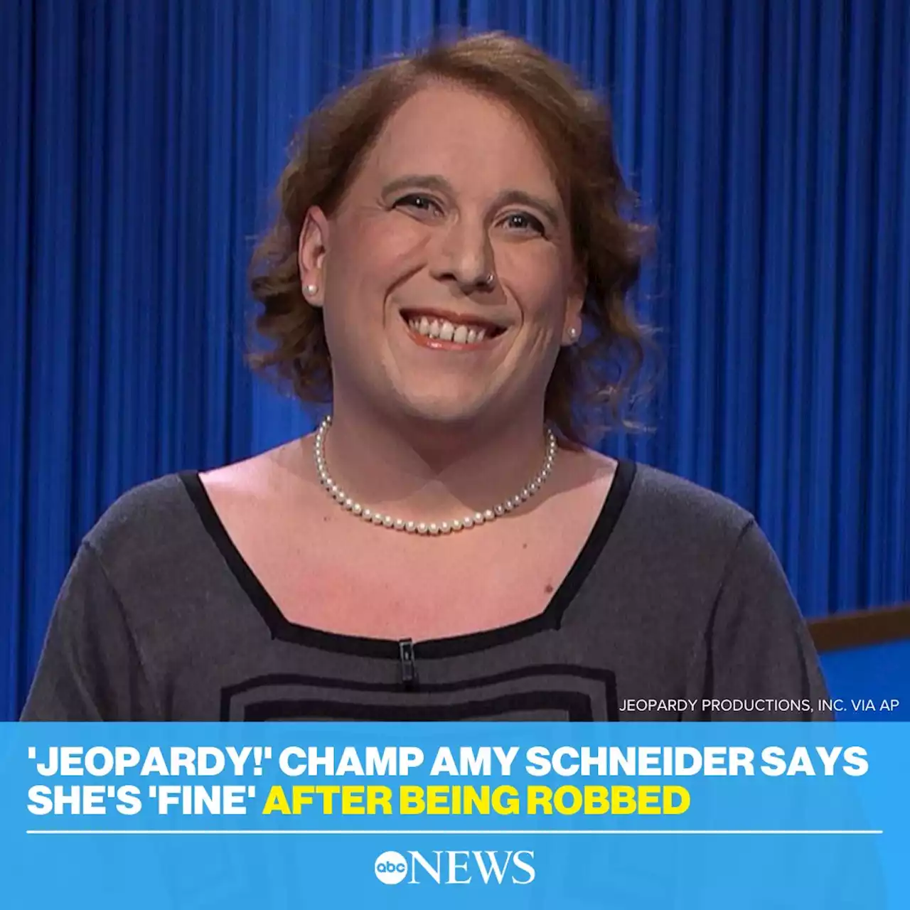 'Jeopardy!' champ Amy Schneider says she's 'fine' after being robbed