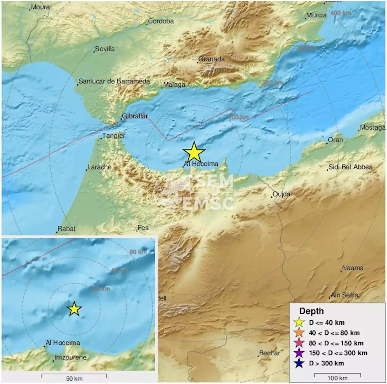 Earthquake, Magnitude 3.7 - STRAIT OF GIBRALTAR - 2022 January 05, 09:11:52 UTC