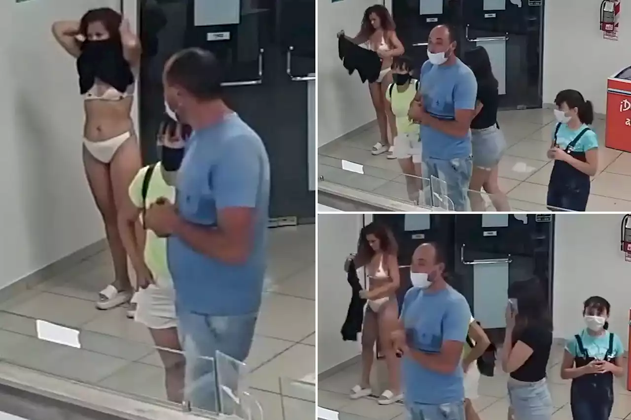 Woman caught on video stripping from dress, using it as mask in ice cream shop