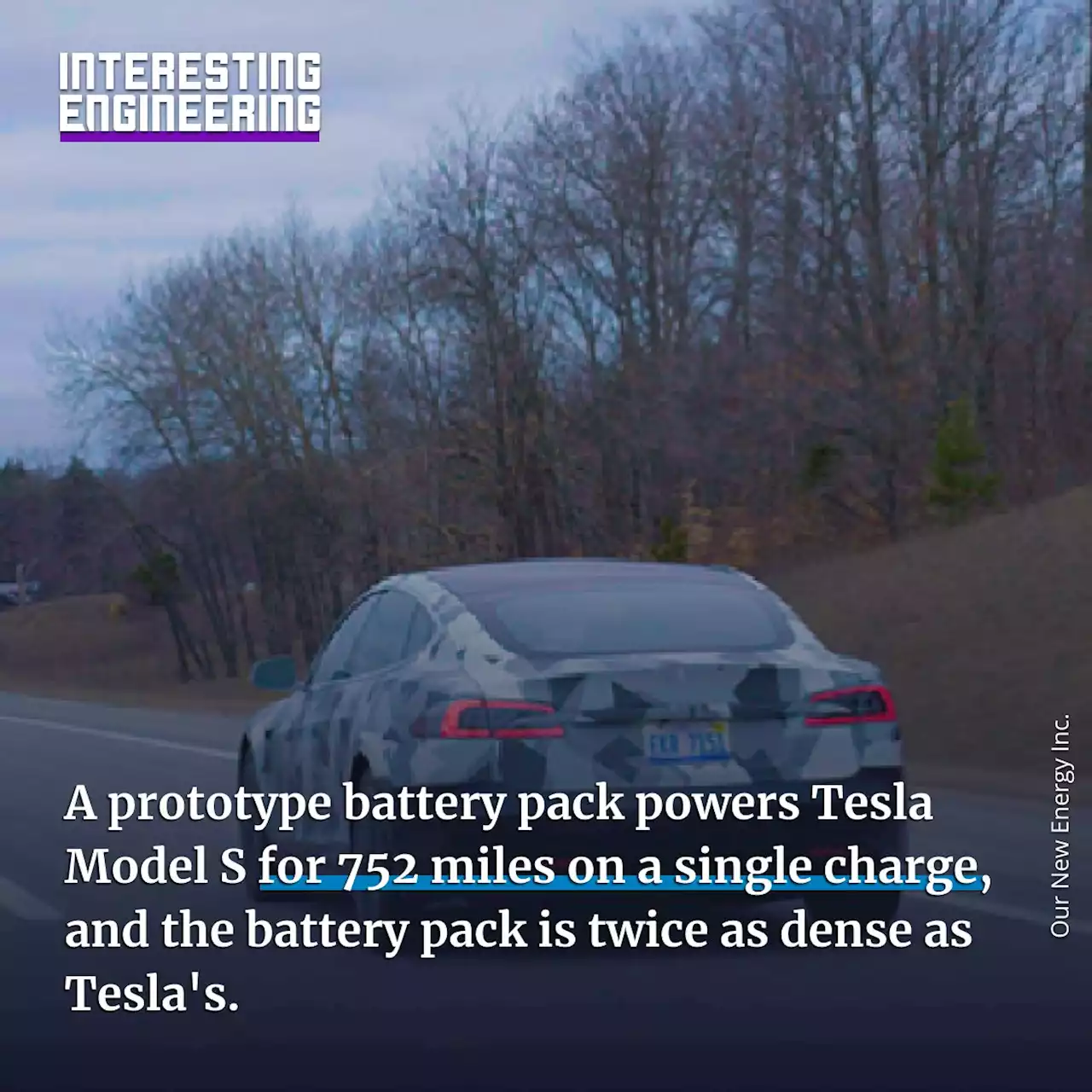 A Prototype Battery Pack Powered Tesla Model S for 752 Miles on a Single Charge