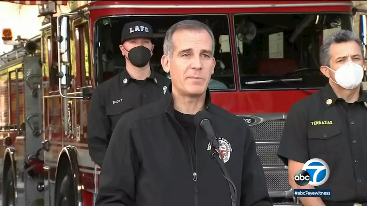 Garcetti says LAPD and LAFD are adequately staffed even as COVID sidelines 800 police, firefighters