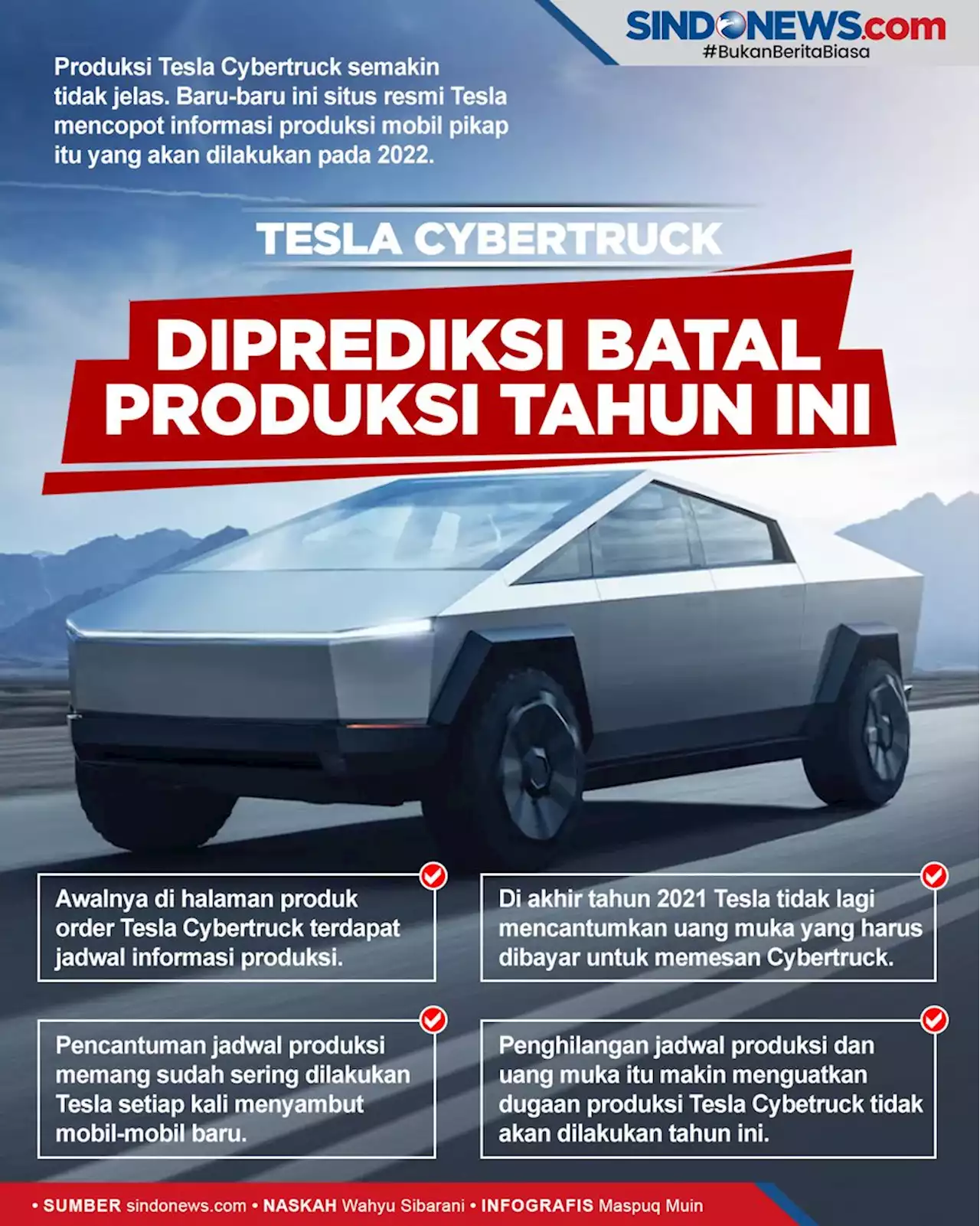 Makin Bingung, Tesla Cybertruck Diprediksi Batal Produksi Tahun Ini