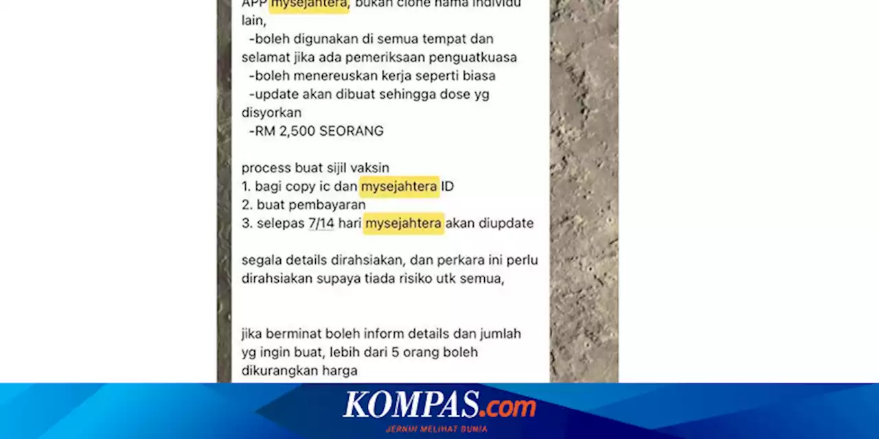 Netizen Malaysia Heboh, Muncul Tawaran Status Vaksinasi Palsu Harga Rp 8,5 Juta