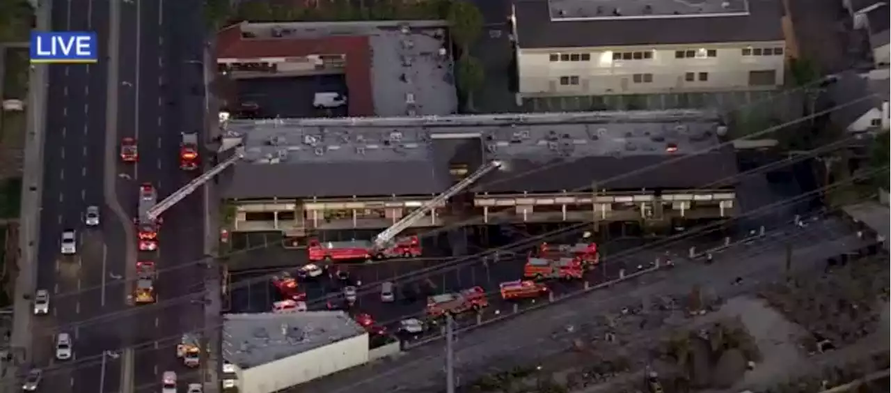 LA County Firefighters Knockdown Second Alarm Strip Mall Fire In Santa Clarita