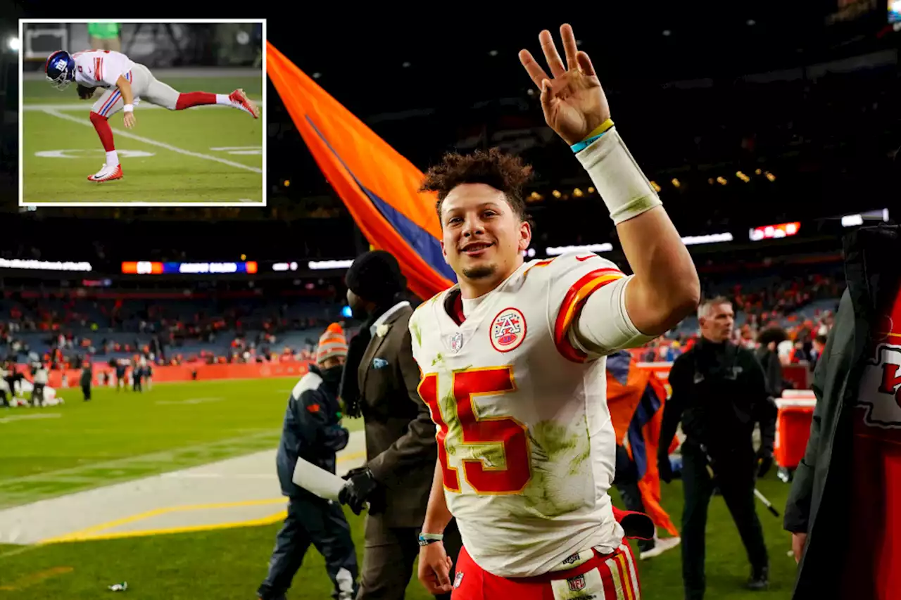 Patrick Mahomes pokes fun at infamous Daniel Jones run during postgame interview