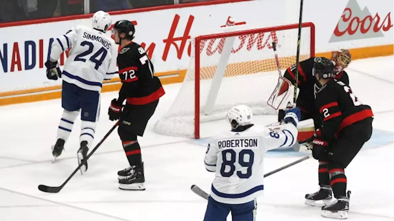 Robertson scores twice to lead Maple Leafs to 6-3 victory over Senators