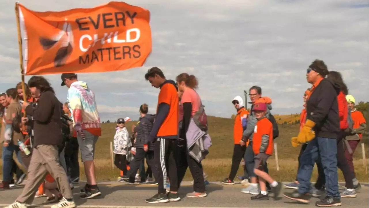 'Every Child Matters' walk in Morley, Alta., recognizes residential school atrocities