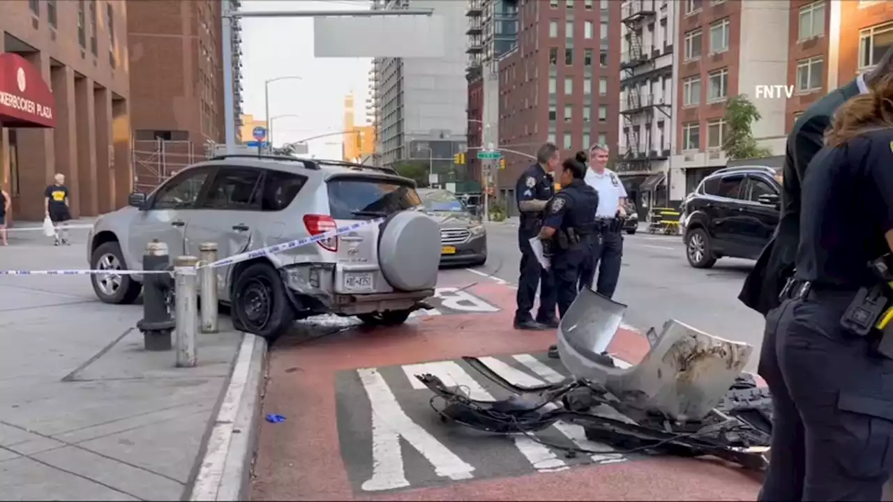 2 Arrested for Manhattan Car Chase Crash, Armed Cash Grab Caught on Camera