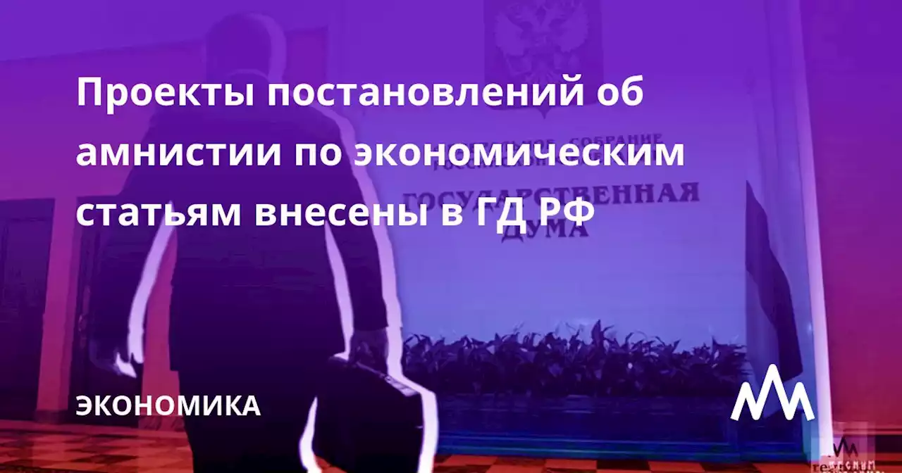 Проекты постановлений об амнистии по экономическим статьям внесены в ГД РФ