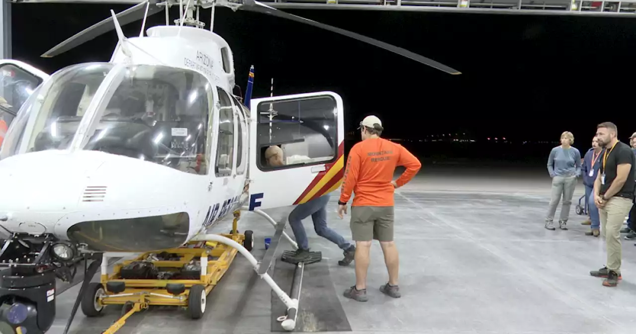 SARA rescuers in-training learn helicopter operations on their way to an orange shirt