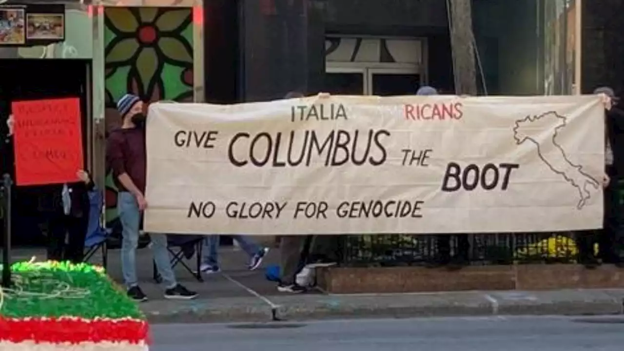 'No glory for genocide': Chicago group protests Columbus Day Parade