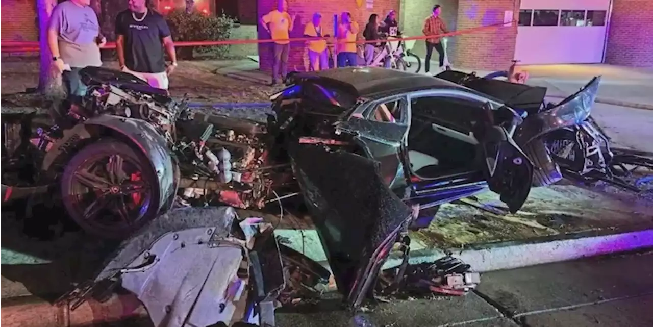 Two Lamborghinis Crash Into Each Other, Catch Fire Right in Front of a Fire Department