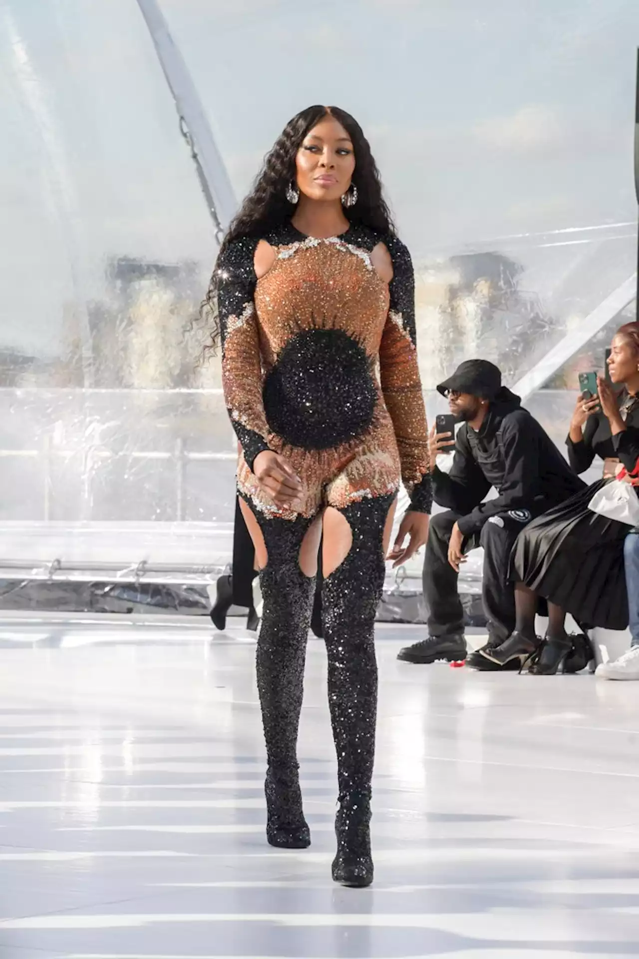 Naomi Campbell Shines in a Cutout Catsuit at Alexander McQueen