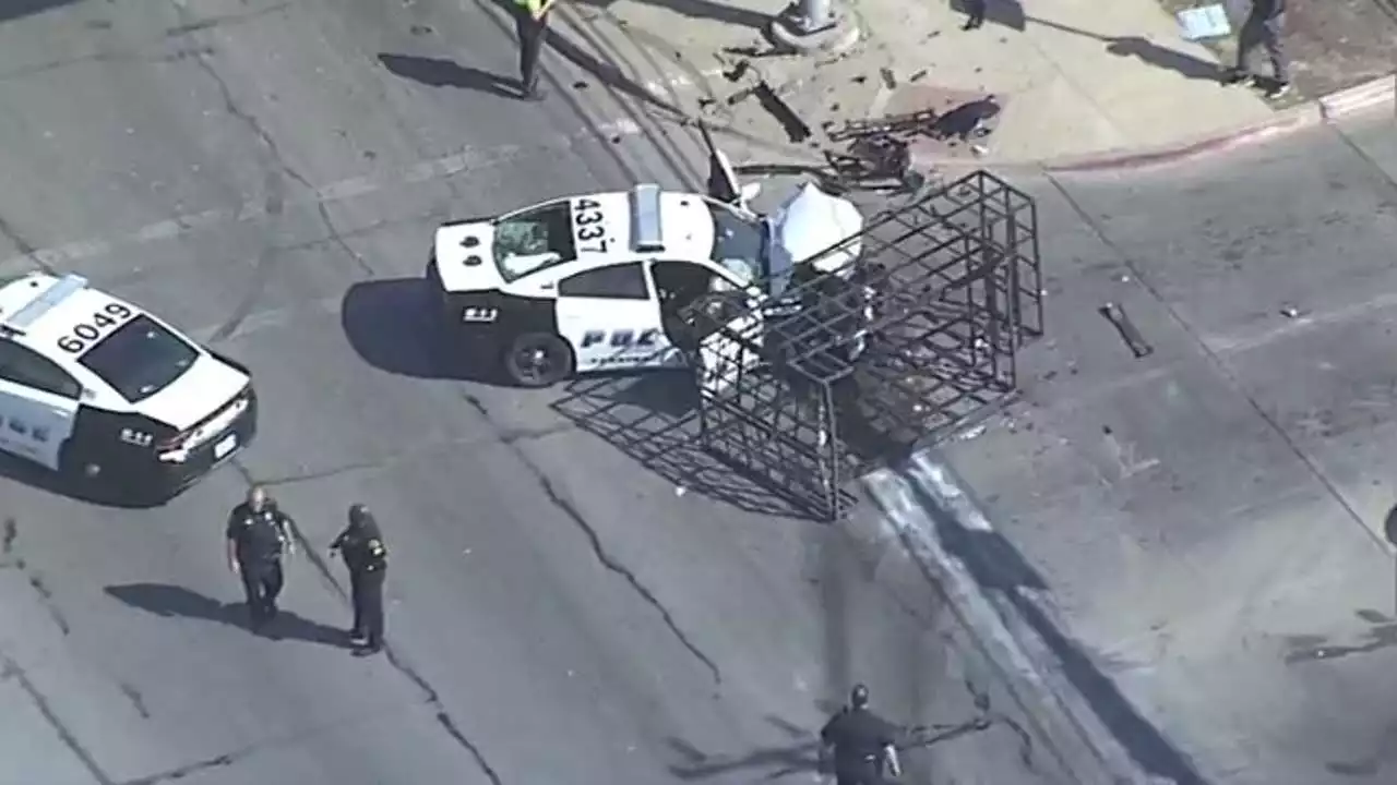 Dallas police officers, civilian injured after crash during police chase