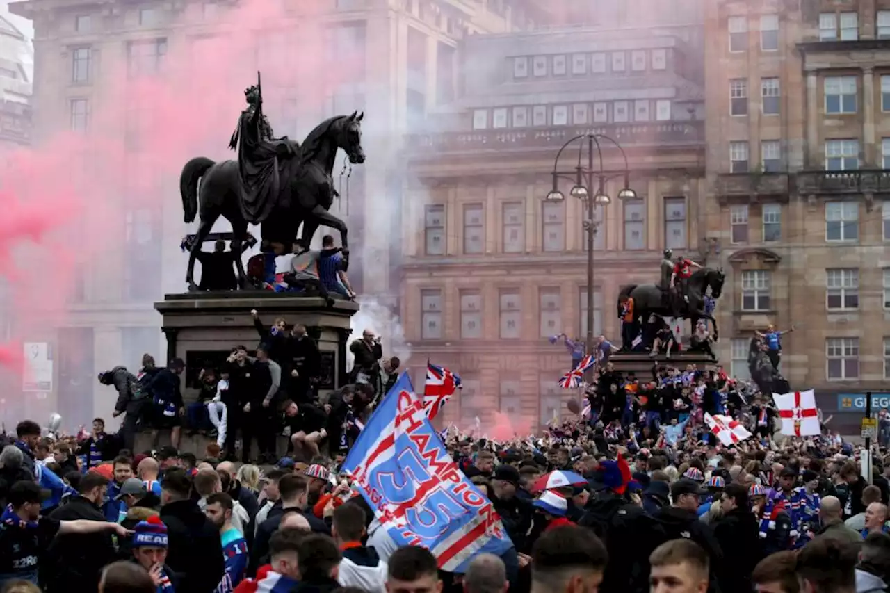 Rangers fan threw cones at police officers during club's title celebrations