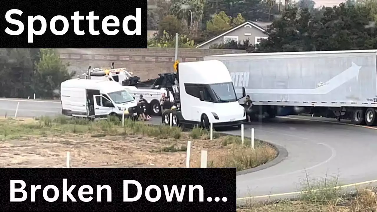 Trucker Spots Tesla Semi Stuck On Highway On-Ramp