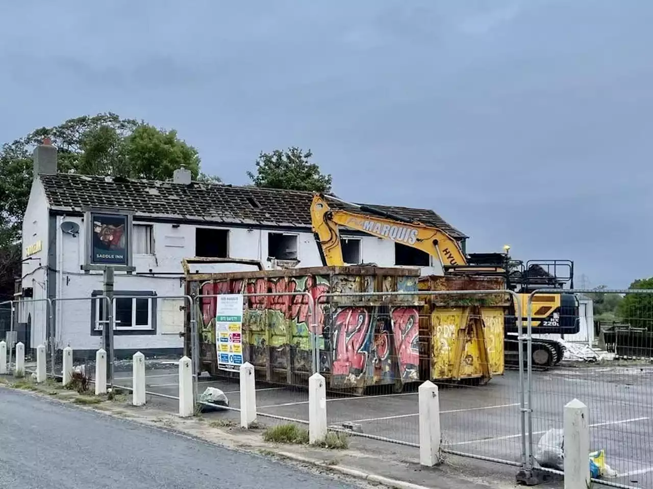 Demolition work beings at the Saddle Inn in Lea as excavators arrive on site