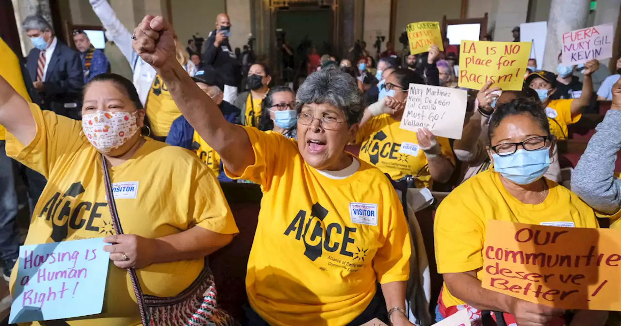 Crowd demands resignations at chaotic L.A. city council meeting after leaked recording of racist remarks