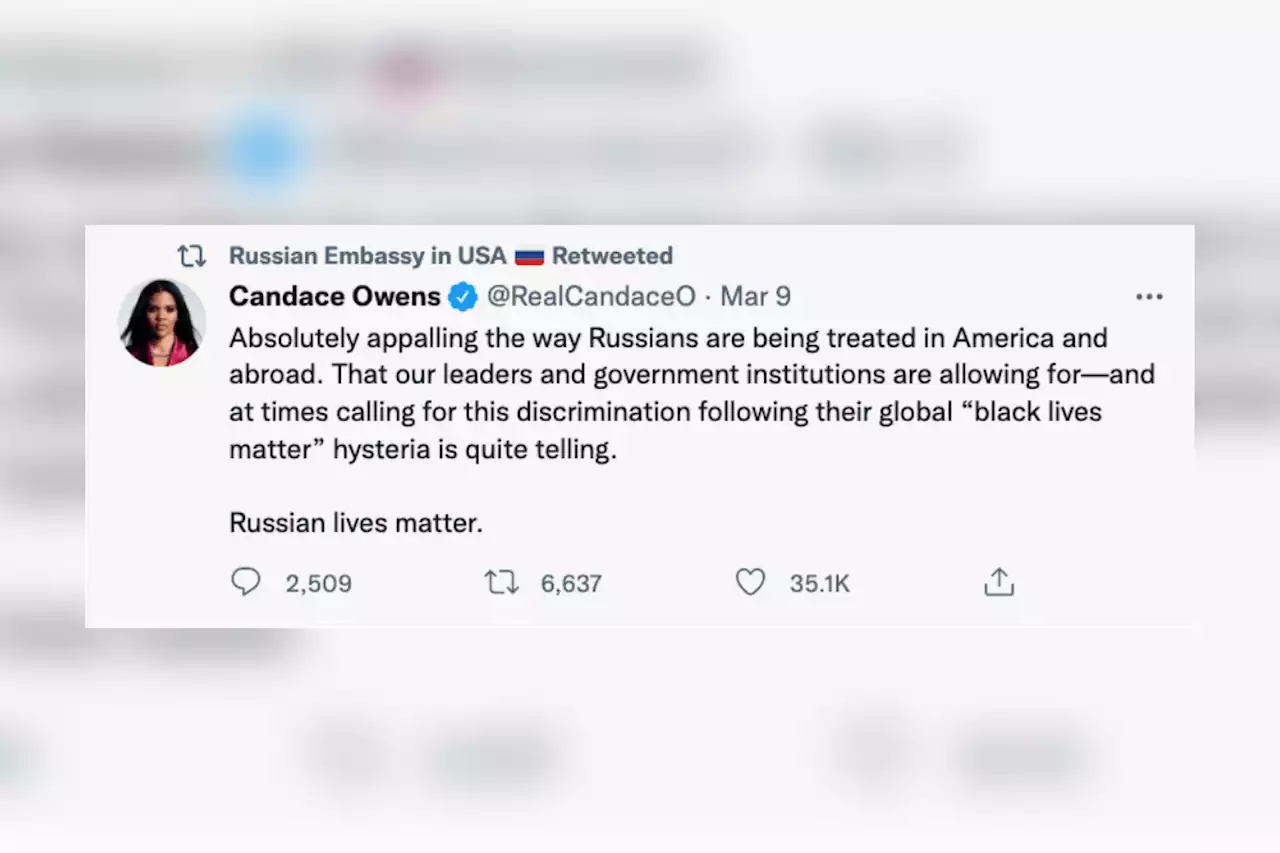 Did Russian Embassy in US Retweet Candace Owens ‘Russian Lives Matter’ Post?