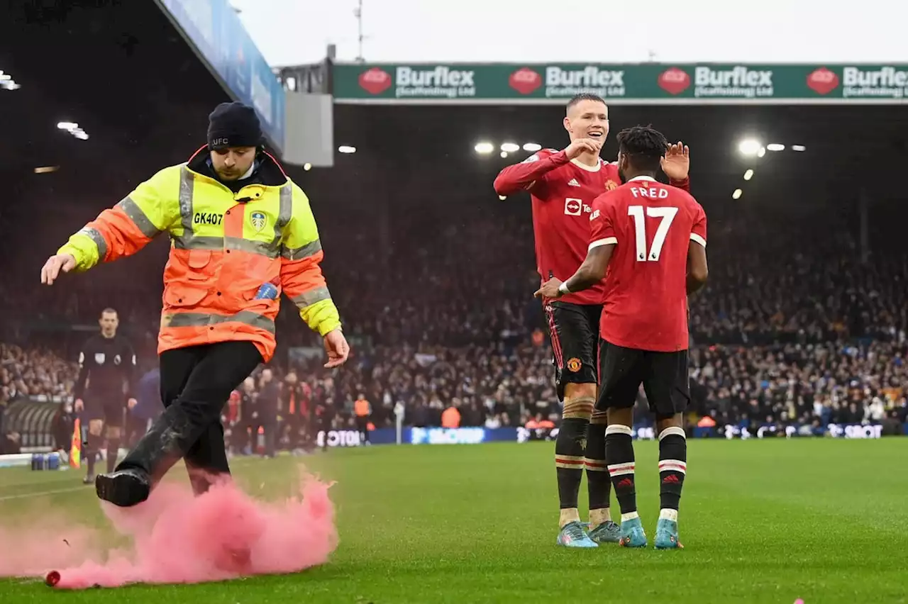 Five men given lifetime bans by Leeds United following missile throwing in match against Manchester United