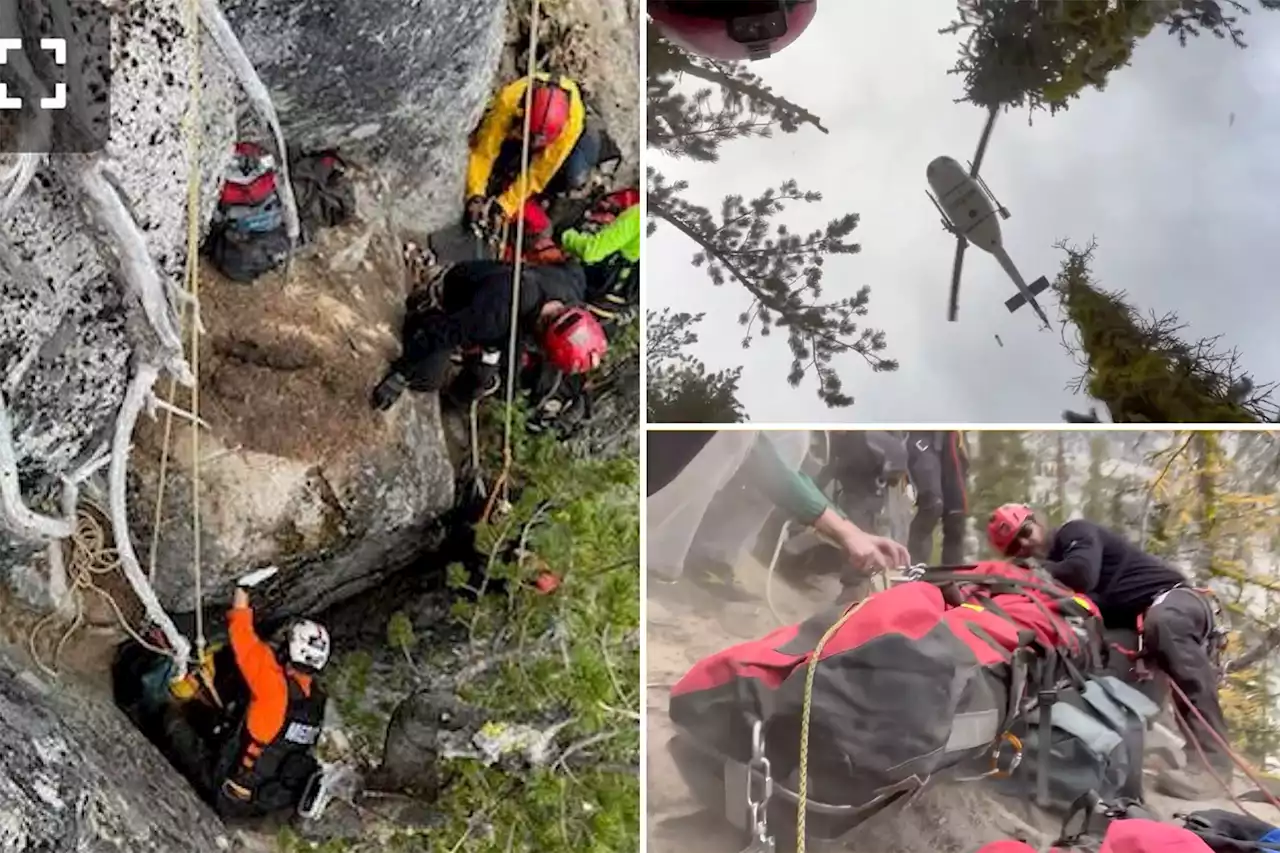 Hiker trapped under refrigerator-sized boulder saved in dramatic rescue