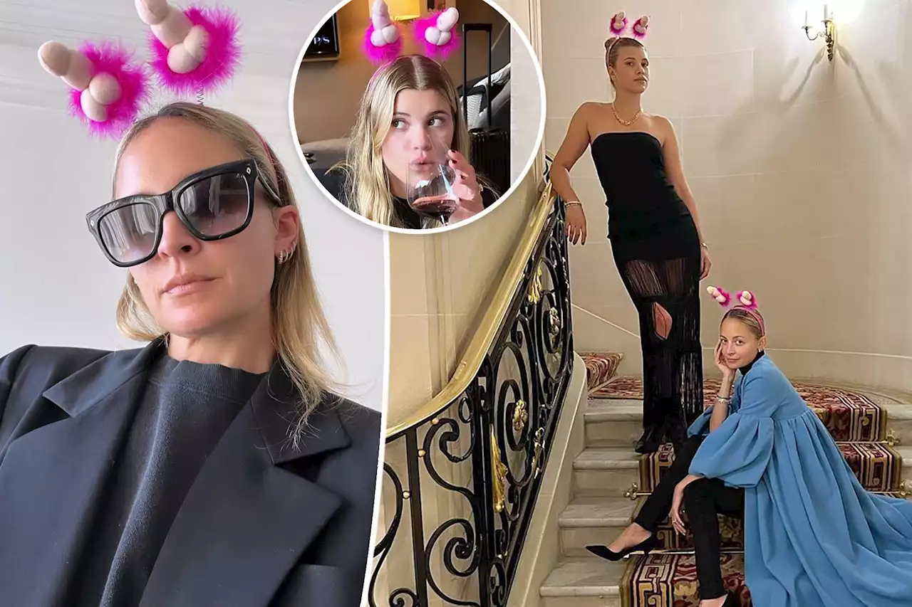 Sofia and Nicole Richie pose in penis headbands at bachelorette party