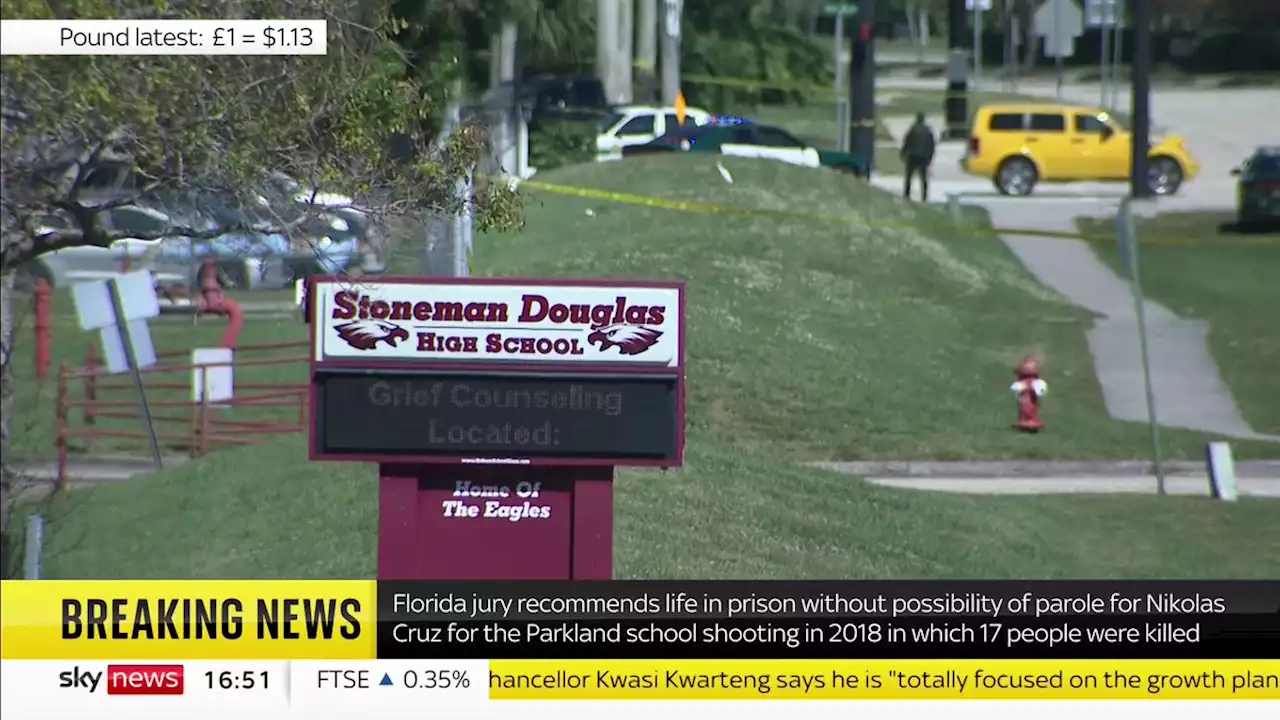 Florida jury recommends life in prison for school gunman Nikolas Cruz over 2018 Parkland massacre of 17 people