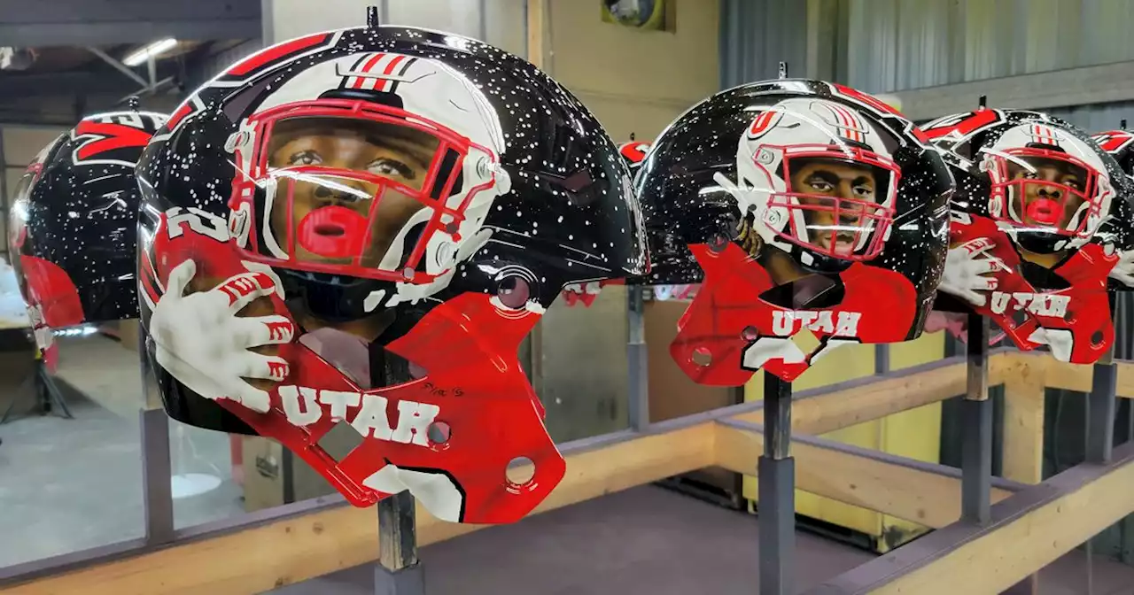 How the hand-painted Utah football helmets honoring Ty Jordan and Aaron Lowe were made