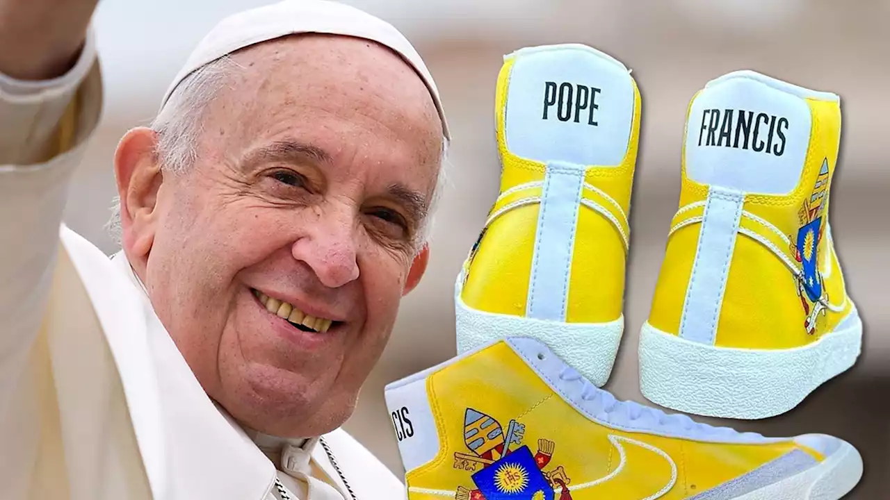 Pope Francis Gifted Custom Nike Blazer Kicks Featuring Coat Of Arms